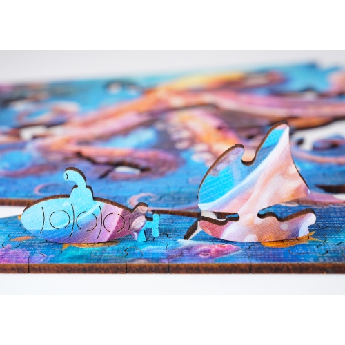 Puzzle Drewniane 25 x 25 cm Ośmiornica 155 Elementów Układanka Drewniana